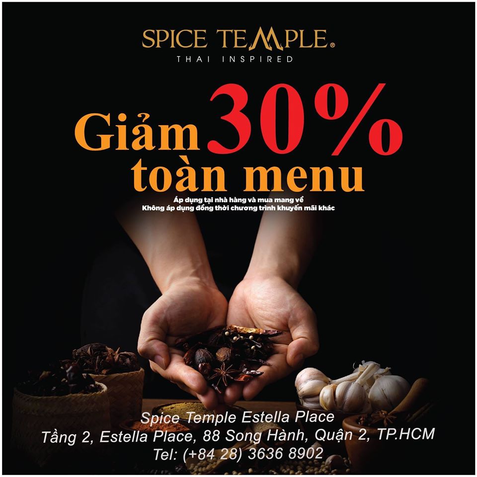 Enjoy a standard Thai meal with 30% Discount