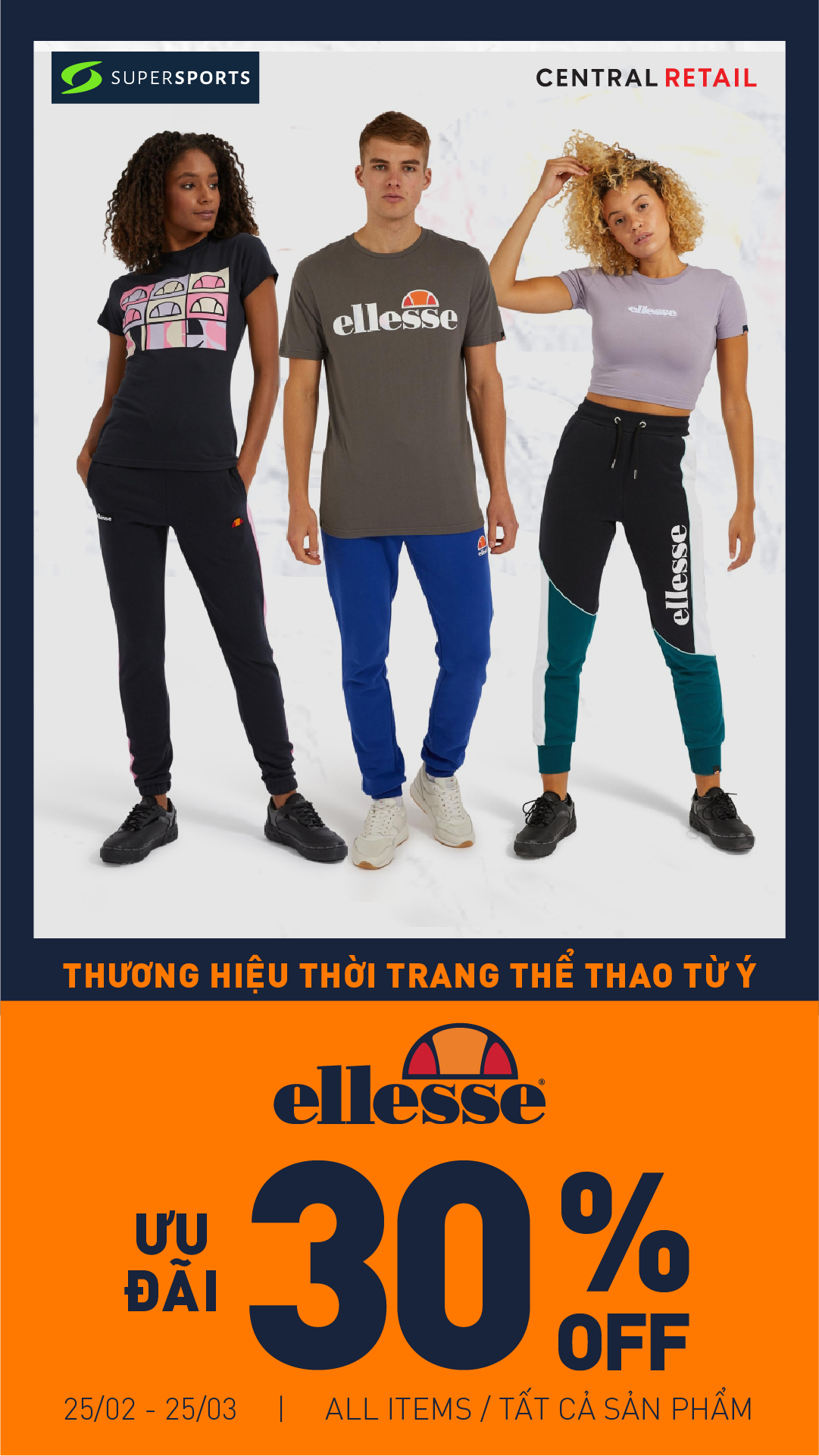 CƠ HỘI SỞ HỮU SẢN PHẨM ELLESSE, THƯƠNG HIỆU THỜI TRANG THỂ THAO TỪ Ý, ƯU ĐÃI 30% OFF