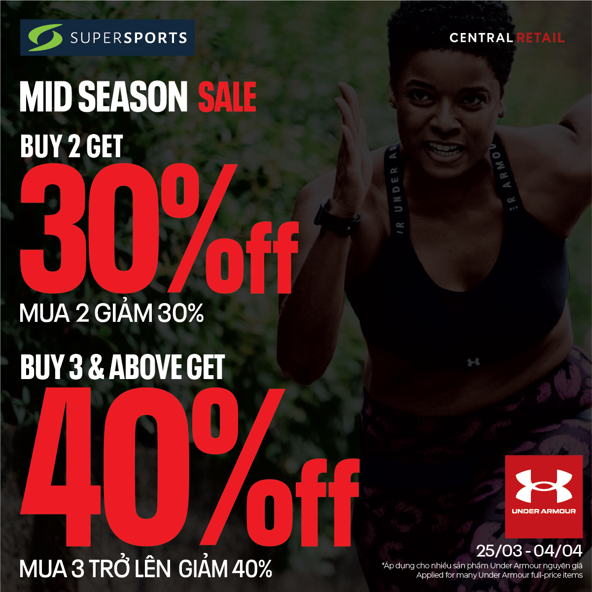 [MID SEASON SALE] UNDER ARMOUR GIẢM GIÁ LÊN ĐẾN 40%  TẠI SUPERSPORTS