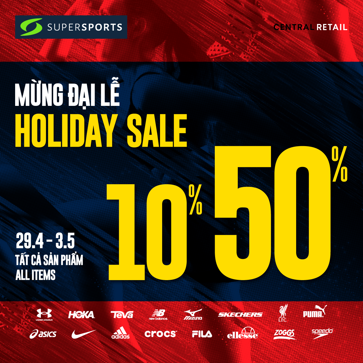 🎉ENJOY YOUR HOLIDAY WITH GREAT PROMOTION FROM SUPERSPORTS: SALE ALL ITEMS FROM 10%-50%