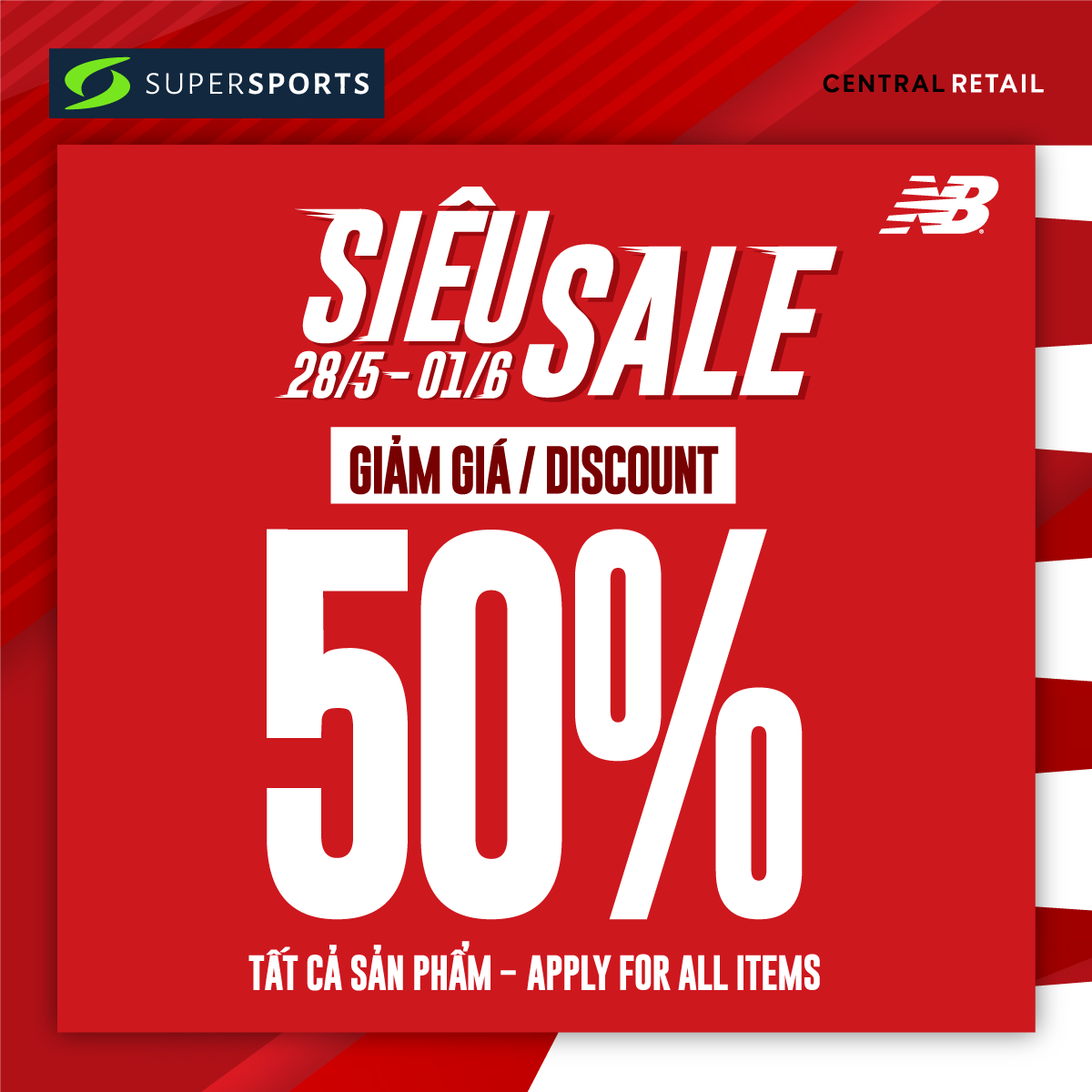 SUPER HOT DEAL AT SUPERSPORTS - DISCOUNT 50% ALL NEW BALANCE ITEMS