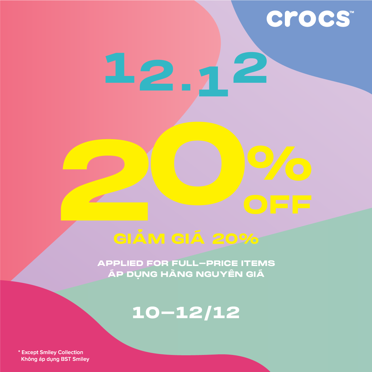 🎉 12.12 - NGÀY ĐẸP THÊM ƯU ĐÃI, CROCS GIẢM LIỀN 20% TẤT CẢ SẢN PHẨM* 🎉