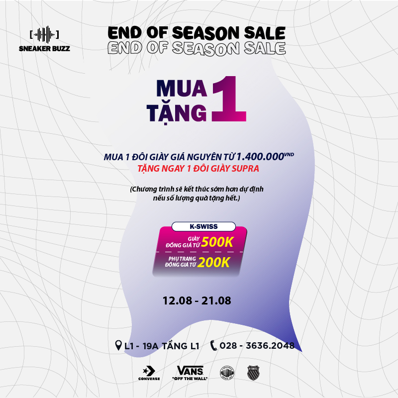 💥SUPRA - K-SWISS💥END OF SEASON SALE - MUA 1 TẶNG 1