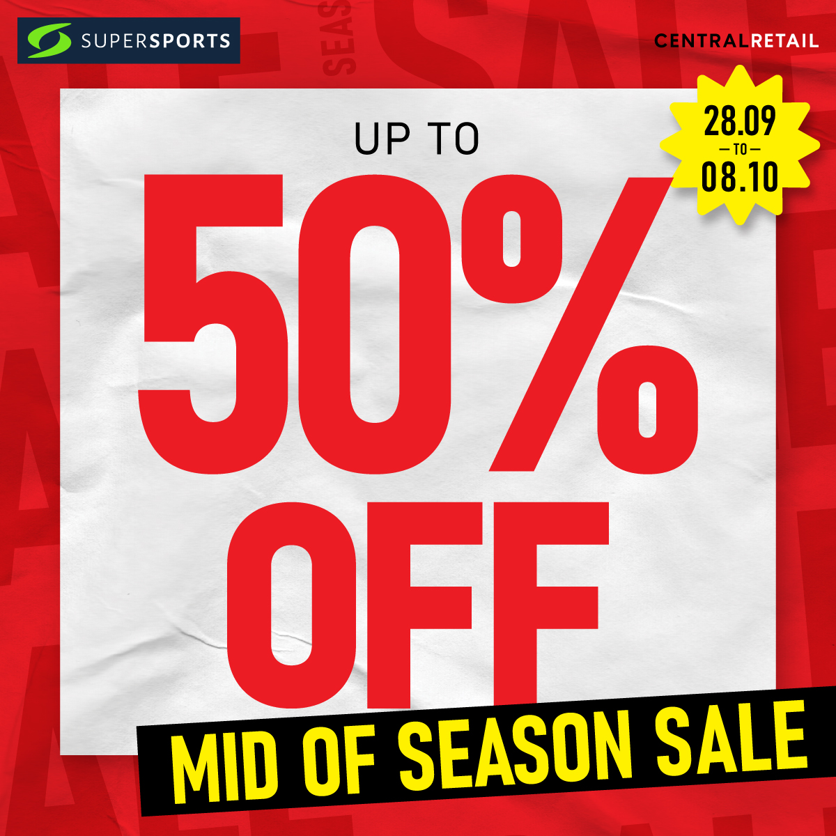 MID OF SEASON SALE- SALE UP TO 50% MANY PRODUCTS AT SUPERSPORTS🎉🎉