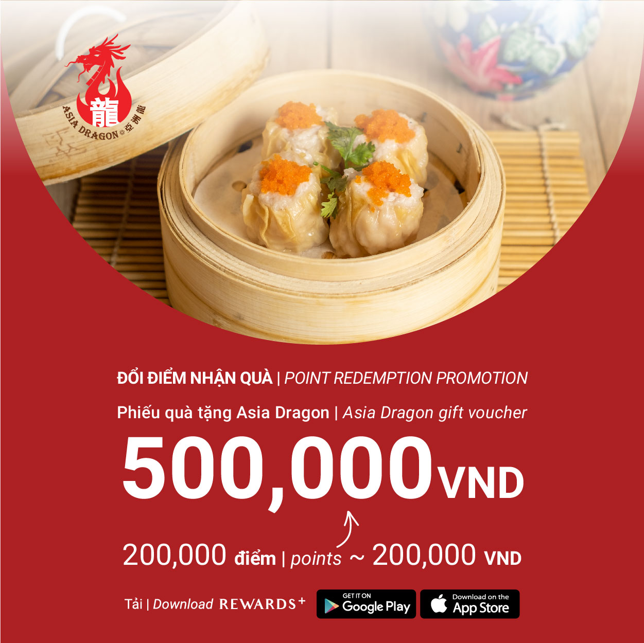 🎉IT'S DIM SUM TIME WITH GIFT VOUCHER VALUED VND500,000 FROM ASIA DRAGON - ESTELLA PLACE🎉