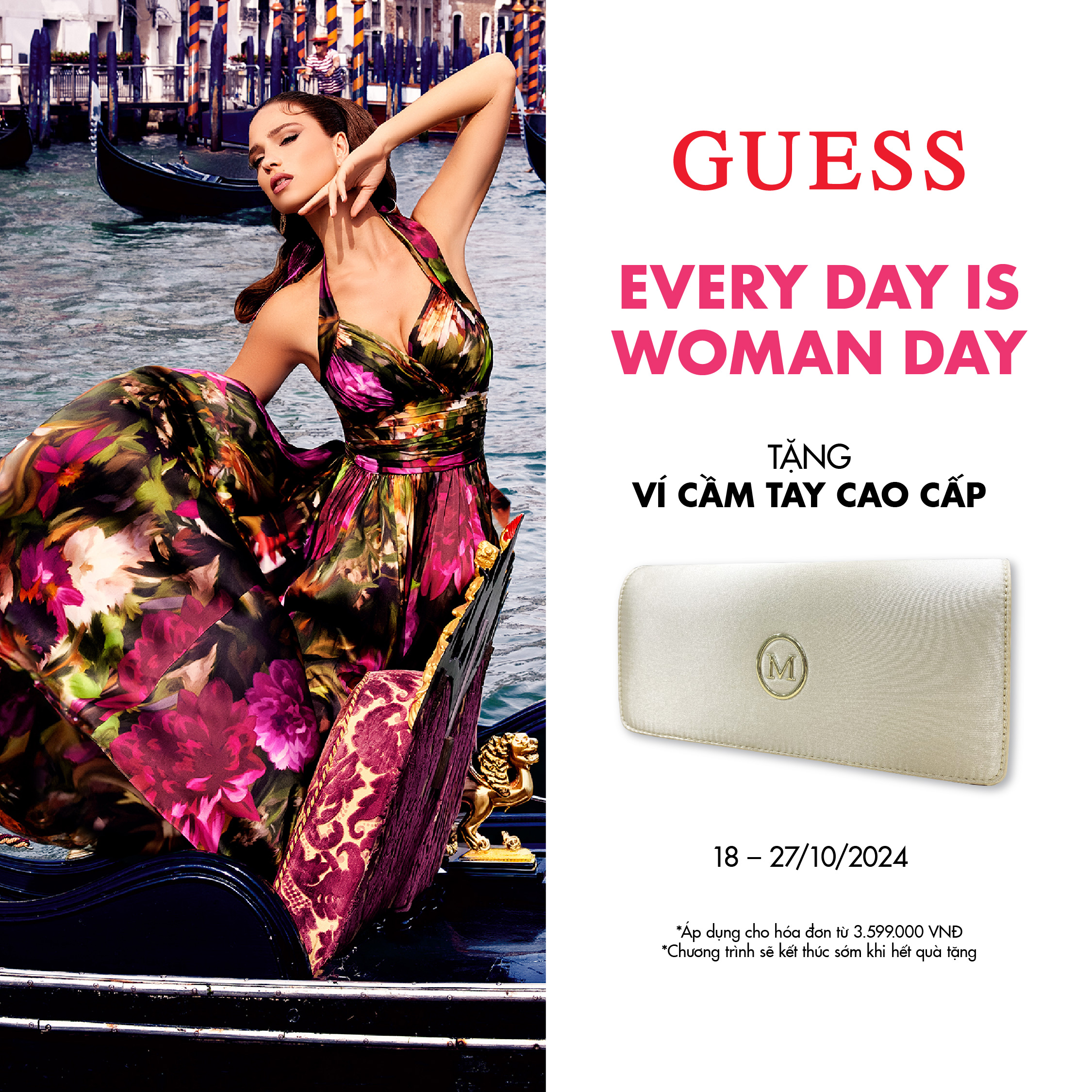 GUESS EVERY DAY IS WOMAN DAY - TẶNG VÍ CẦM TAY CAO CẤP