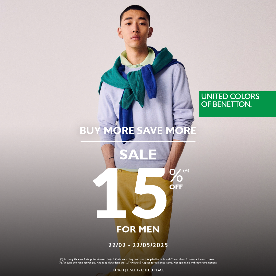 UNITED COLORS OF BENETTON - BUY MORE, SAVE MORE - SALE UP TO 20% OFF FOR MEN ITEMS