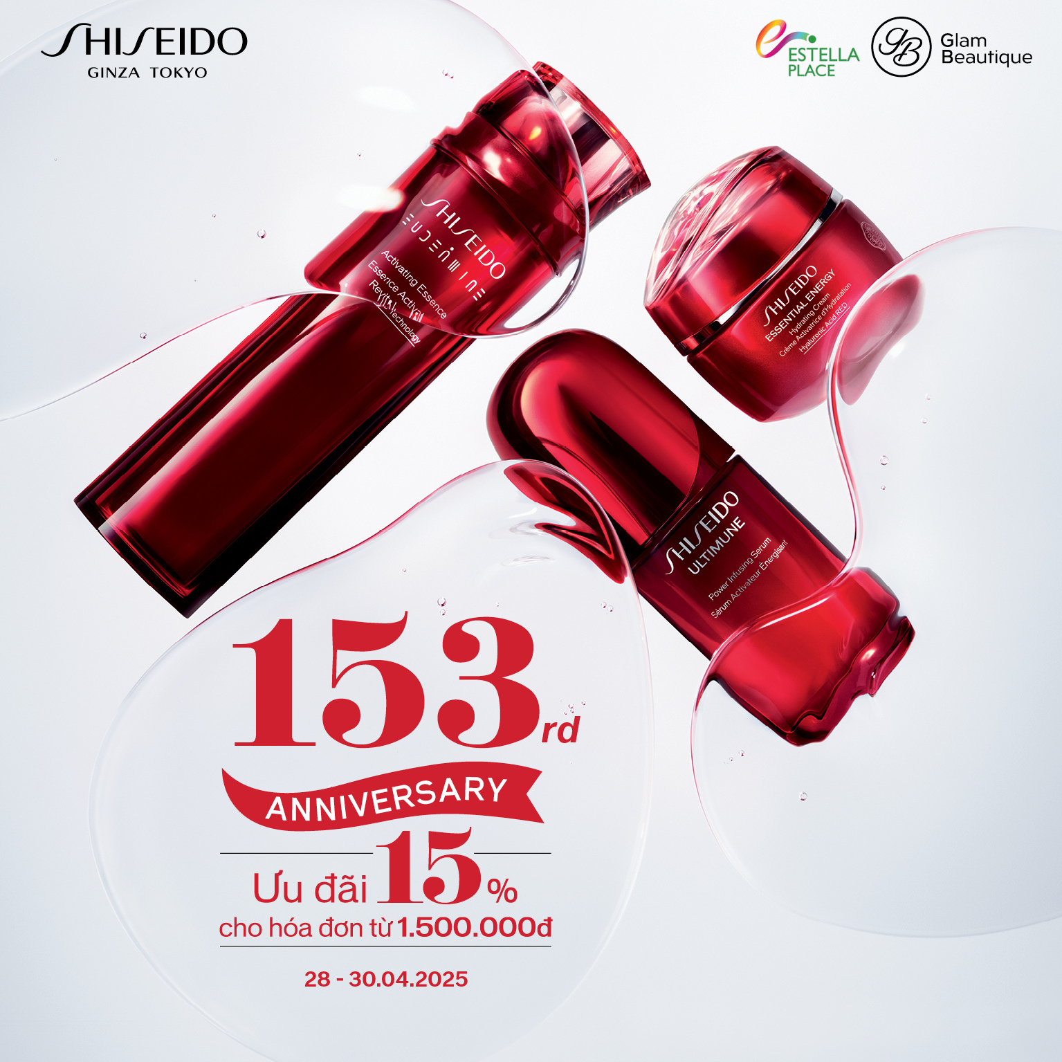 CÙNG GLAM BEAUTIQUE ESTELLA ĐẸP CÙNG NĂM THÁNG – ƯU ĐÃI MỪNG   SINH NHẬT SHISEIDO 153 TUỔI